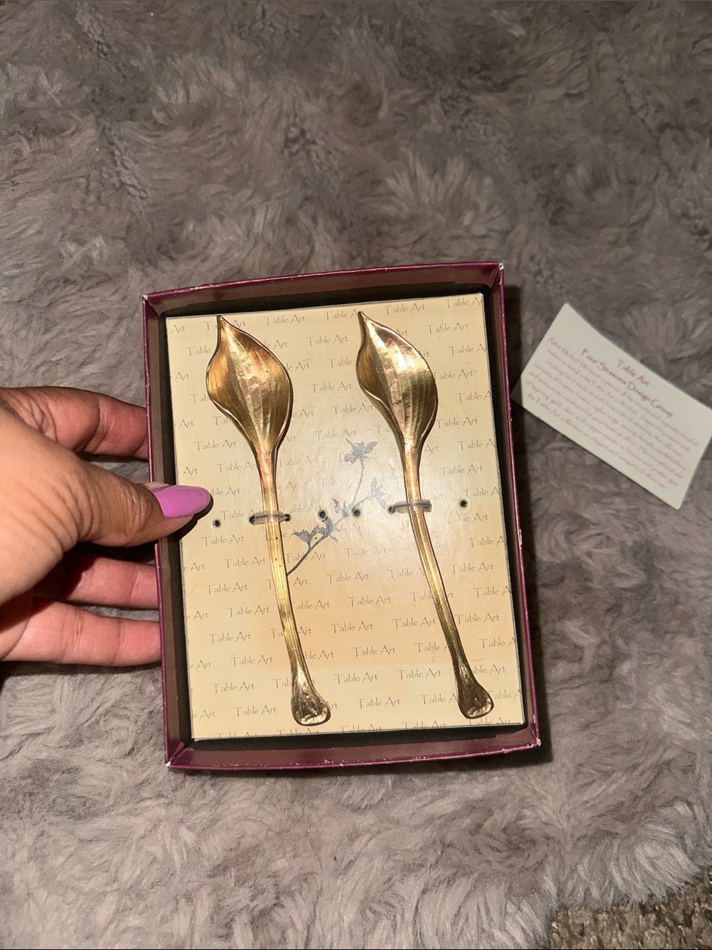Table Art Four Seasons Hosta Gold Leaf Dessert Spoons - Set of 2